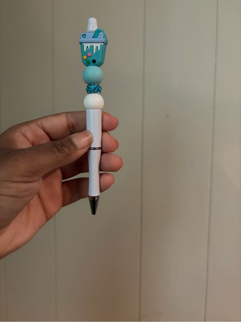 Cute White & Teal Bubble Tea Top Pen